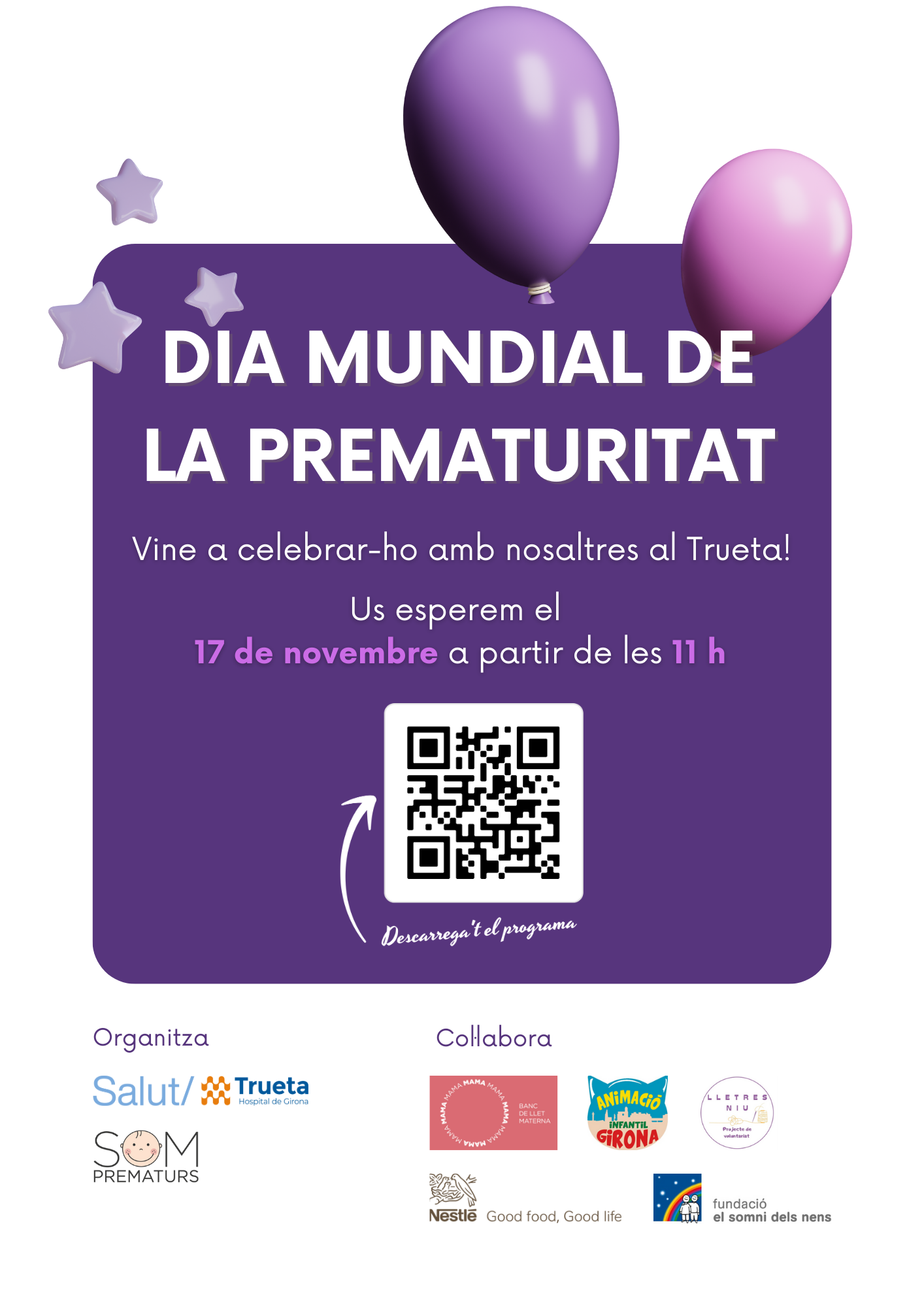 Cartell informatiu del Dia Mundial de la Prematuritat a l'Hospital Trueta