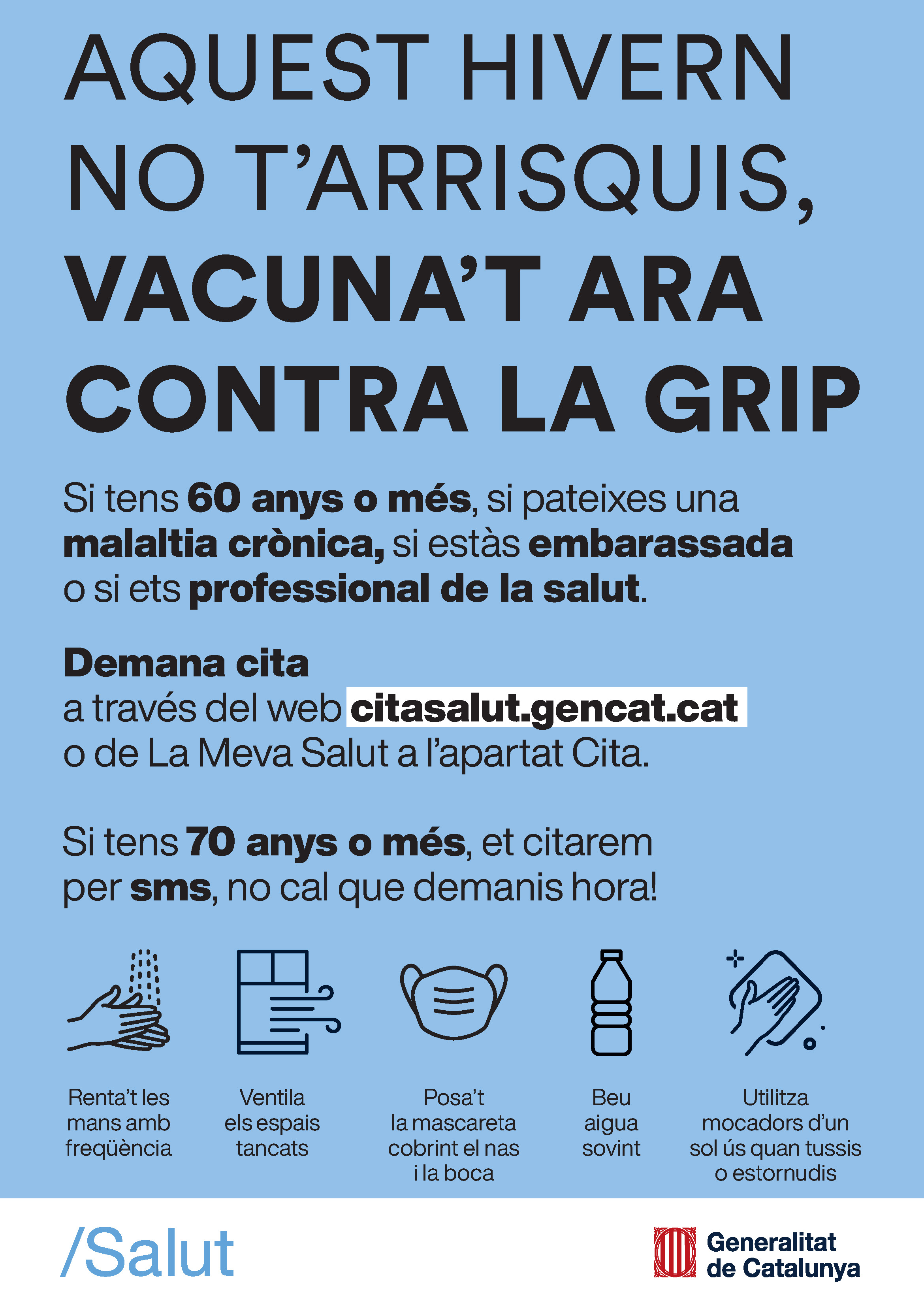 cartell de la campanya de vacunació contra la grip