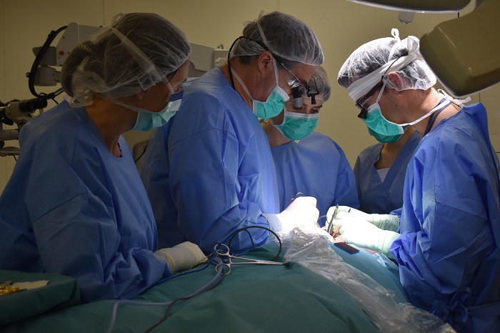 L'equip de cirurgians operant al Santa Caterina