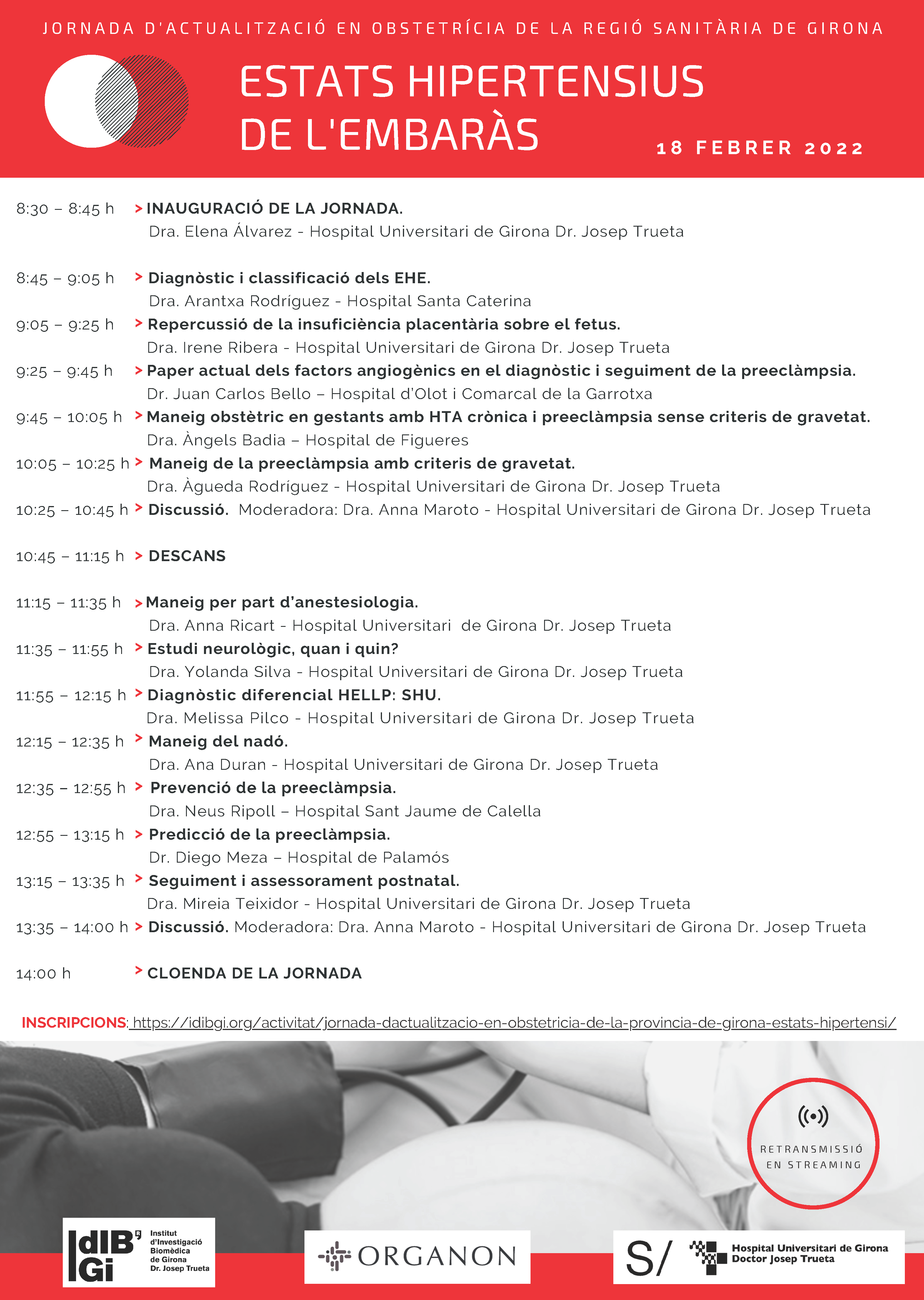 Programa de la Jornada d'actualització en obstetrícia de la Regió Sanitària de Girona