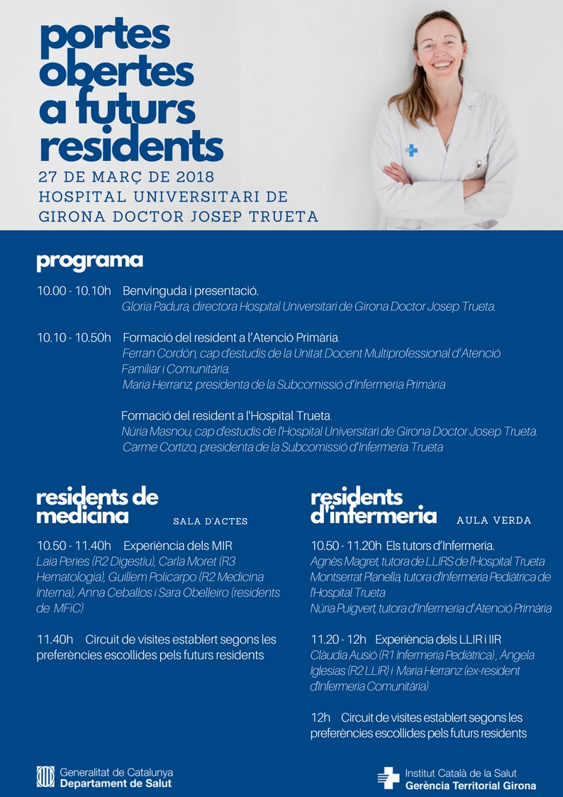 Programa de Jornada portes obertes per futurs residents.