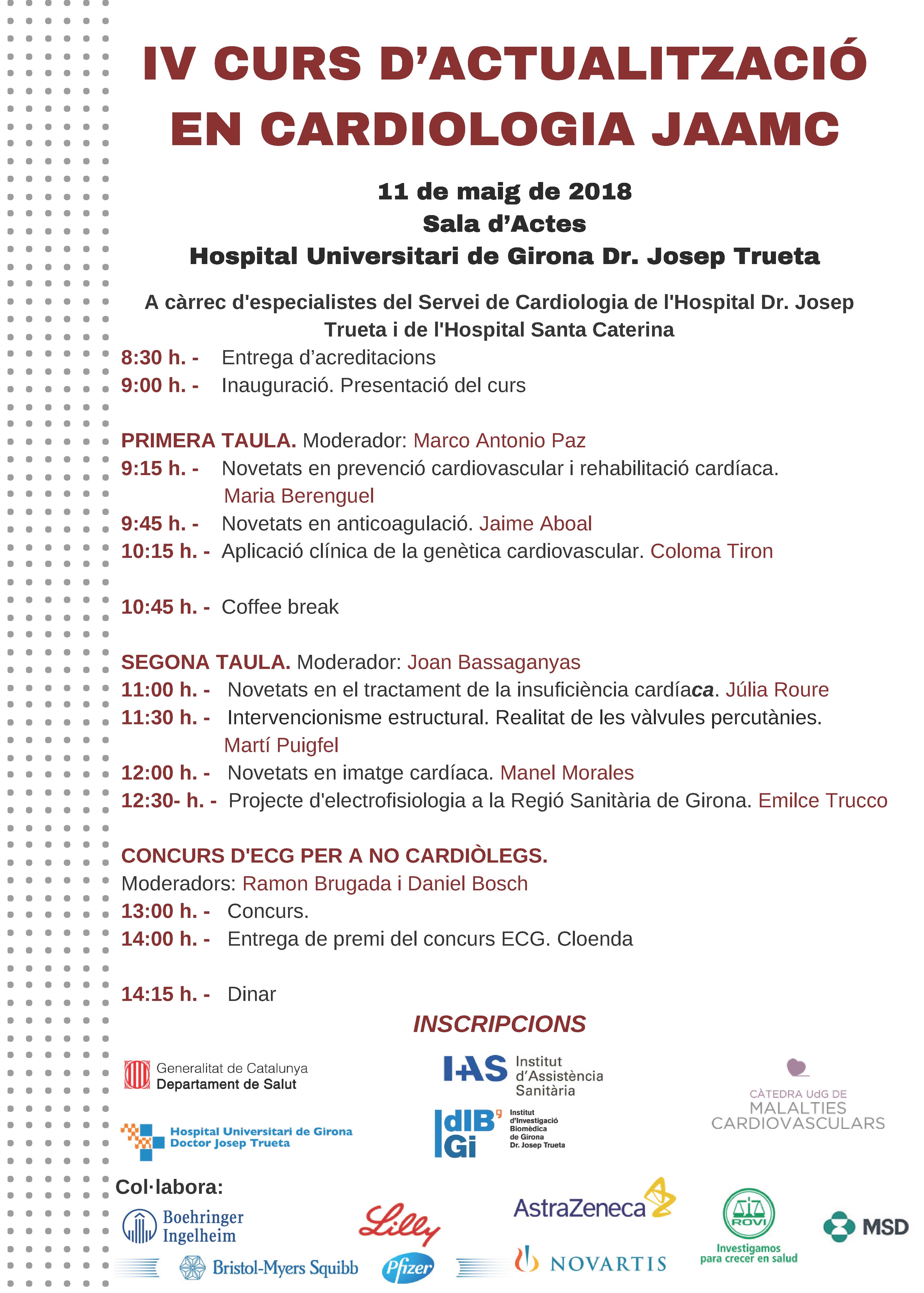 Programa IV Curs d'actualització en Cardiologia JAAMC