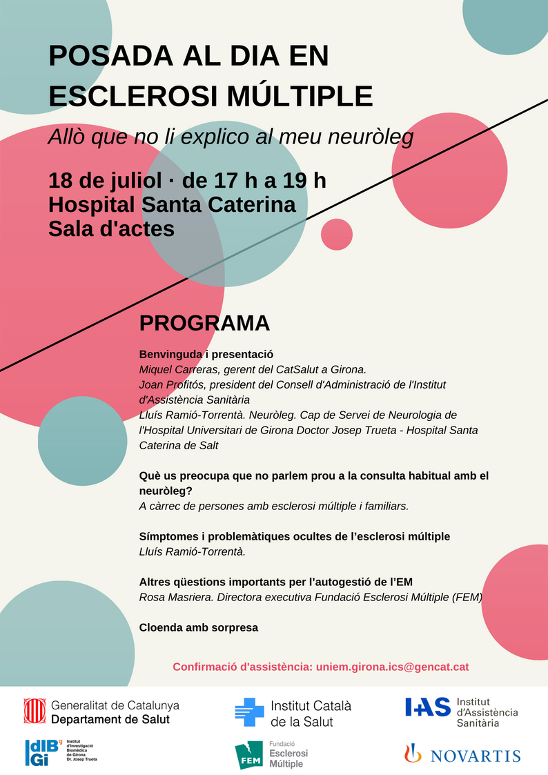 Programa de la Jornada Posada al dia en Esclerosi Múltiple.