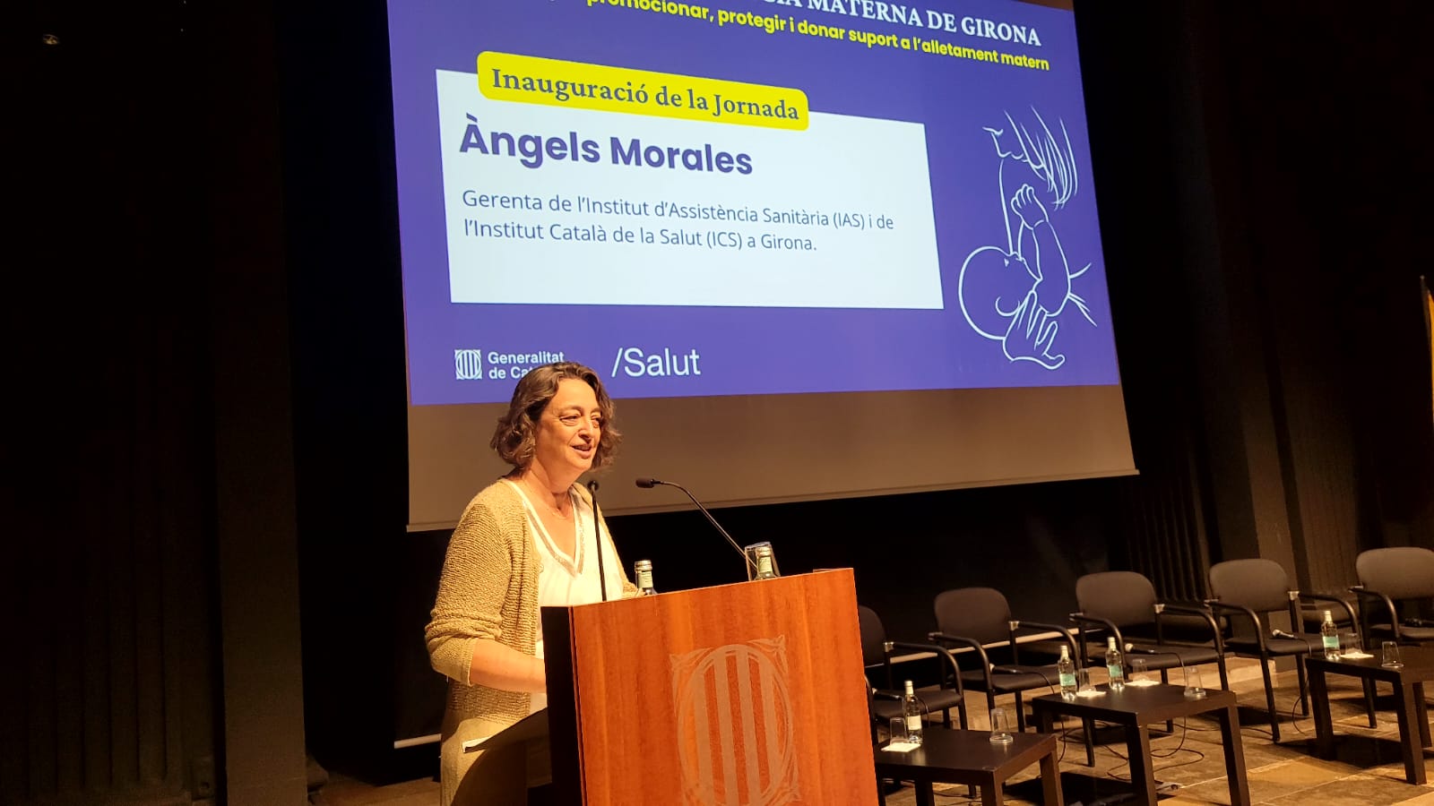 Àngels Morales durant la inauguració de la I Jornada de Lactància Materna de Girona