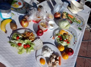 Foto dels aliments del taller fet pels 4 Equips d'Atenció Primària de Girona durant el Dia Mundial de la Diabetis