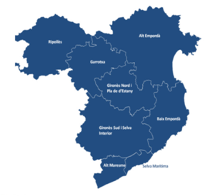 Mapa d'àrees de gestió assitencial de la Regió Sanitària de Girona 