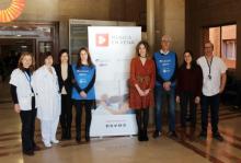 Representants de l'organització de la Fundació Antigues Caixes Catalanes i BBVA amb Música en Vena i de l'hospital Trueta