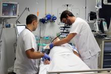 Professionals del Trueta del servei d'Urgències atenent a un pacient amb sèpsia